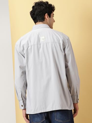 Image of Thomas Scott Men's | Solid | Full Sleeve | Oversized Fit | Cotton Blend | Spread Collar | Casual Shirt
