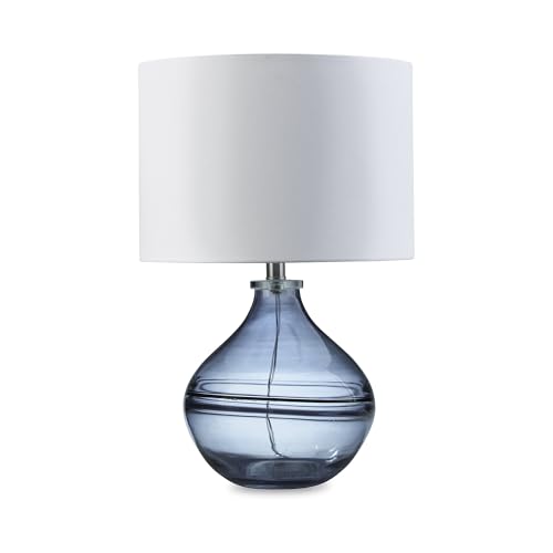 Signature Design by Ashley Lemmitt Modern 21.5" Transparent Blue Glass Table Lamp, Blue