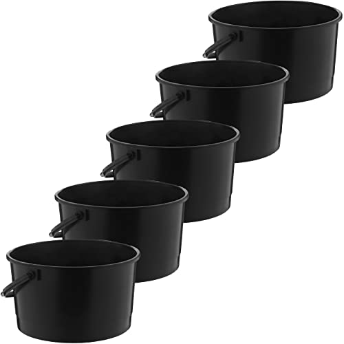 Cubo de 4 l negro de plástico resistente para industria y comida para perros 2
