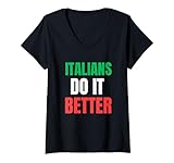donna maglietta italians do it better, bandiera d'italia colori maglietta con collo a v