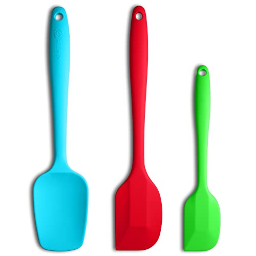 Silicone Spatula 3‑Piece Set Heat Resistant 600°F Non‑Stick Rubber Spatulas with Stainless Steel Core ALLWIN HOUSEWARE Large Spatula, Spoonula &