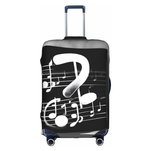 Housse valise polyester Large motif notes de musique noir et blanc lavable