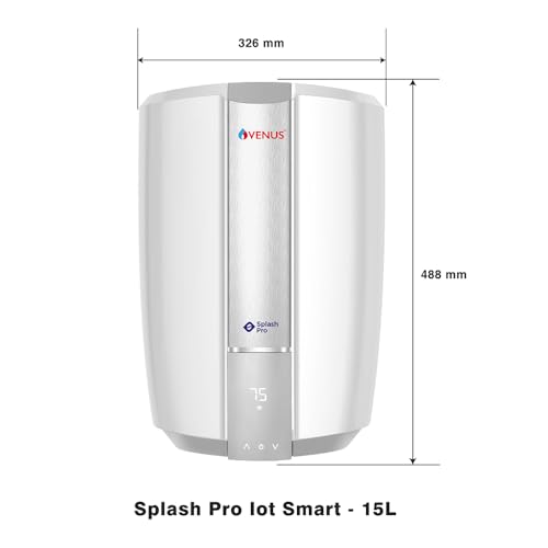 Image of Venus Splash Pro IOT | 15SW 15Litre Storage Water Heater | Iot enabled wifi controlled Smart Geyser Porcelain Enamelled Glass Lined Tank | 5star ENERGY SAVING rating | Guarantee 10 Years on Tank | 5AC