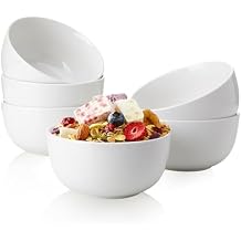 Sweese 10 Oz Porcelain Bowls Set of 6 - Versatile for Cereal, Soup, Salad, Pasta, Oatmeal - Microwave Dishwasher Safe, White