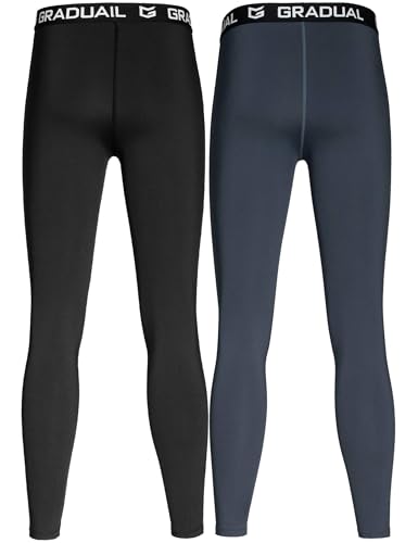 G Gradual Calça de compressão juvenil masculina com camada de base térmica de lã, leggings esportiva