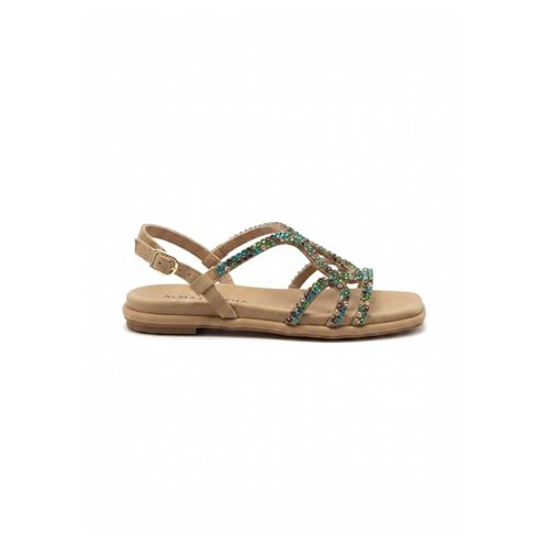 Alma en Pena Sandalias Planas V2651514 Metalizadas con Tiras y Punta Cuadrada - Mujer color: Multi talla: 36