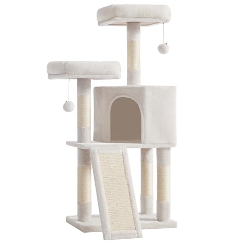 Feandrea Kratzbaum, Katzenbaum, 115 cm, Kratzbrett, cremeweiß PCT141W02