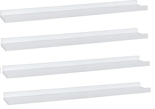 PHOENANCEE Solid Wood, 91.5cm Picture Ledge Shelf with lip design radiator shelf, Photo Shelf