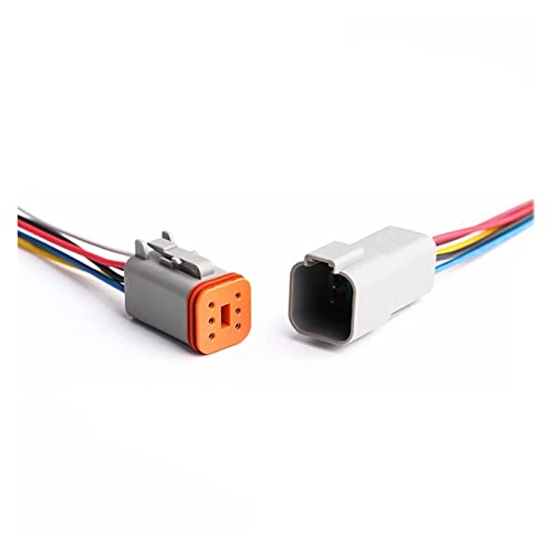 BUIEX Deutsch DT Connector 2 3 4 6 8 12 Pin Car Sealed Electric Plug Wire Harness Waterproof Male Female with Cable DT06-2S DT04-2P (Color : 6P, Size : 1 Pc with 15cm Wire)
