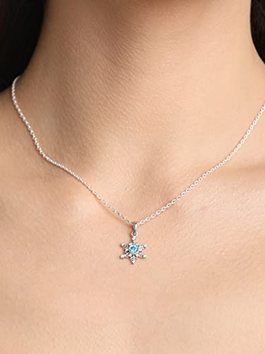 Image of Clara 925 Sterling Silver Snowflake Charm Pendant Without Chain | Rhodium Plated, Swiss Zirconia | Gift for Women and Girls