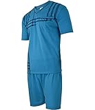 Model: V-Hals, kurze Oberteil mit Brusttaschen und Streifen / kurze Hose im Set