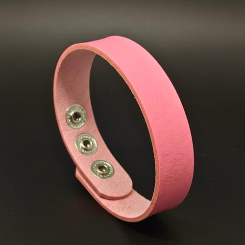 Image of THE MEN THING BLAZEFIT STRAP - 18mm Genuine Leather Bracelet with Stainless Steel Stud Button Closure for Men & Boys (6.6 /7.1 /7.6 inch)