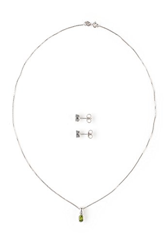 Preisvergleich Produktbild Silvancé - Damenschmuck Schmuckset - 925 Silber, rhodiniert - echter Edelstein: Peridot - Länge: 45cm - P3852P-E2269P