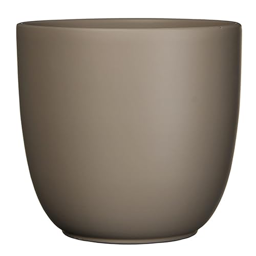 Annastore Blumenübertopf Tusca aus Keramik - Übertopf - Blumentopf - Übertöpfe - Blumentöpfe (Taupe/Matt, H 11 cm - Ø 12 cm)
