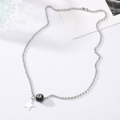 Bijoux Halloween pentacle gothique et ras de cou Y2K perles noires - 6