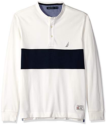 Nautica Men's Long Sleeve 3 Button Henley Shirt, Marshmallow, X-Large
