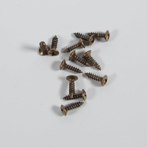 12 Pcs Phillips-Head #4 Guitar Pickguard/Plate Mounting Screws, Antique-Brass