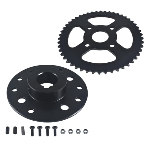 CPVNQMDG Steel Go Kart Sprocket Hub for 1" Bore 1/4" Keyway Hardware Kit with 420 Chain 50T Rear Drive Sprocket 4 Hole for Go Cart Mini Bike Black Parts