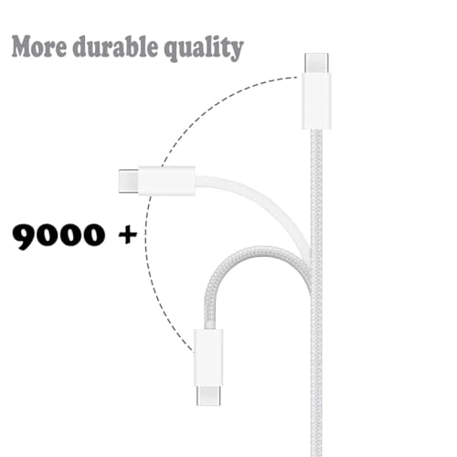 Image of i-Phone Type C to Type C Braided Fast Charging Cable 3.3FT Compatible with iPhone 17 /17 Air /17 Pro /17 Pro Max, 16 /16 Plus /16 Pro /16 Pro Max, iPhone 15 / Laptop & Other USB-C Devices, White
