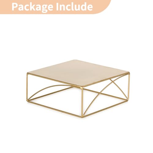 Nuptio Cake Stand Dessert Display: Metal Cupcake Holder 10 Inch Pedestal Stands Gold Food Risers For Wedding Party Christmas Birthday Event Kitchen Table Baby Shower Square Buffet Vase Plant Stand thumb #6