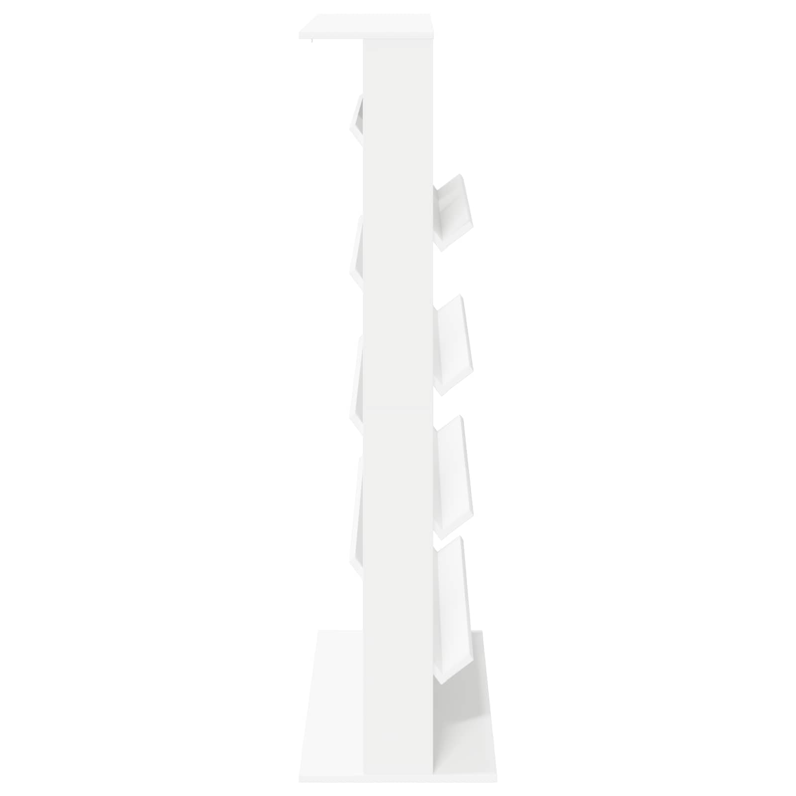 Portariviste, bianco, 70 x 41 x 156 cm, in legno | Scaffale stabile con 4 ripiani per riviste e documenti in ufficio, soggiorno o camera da letto.