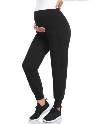 Image of fitglam Women's Maternity Pants Over Belly Lounge Pajamas Clothes Pregnancy Must Haves Joggers with Pockets