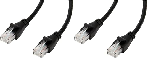 Image of Amazon Basics RJ45 Cat-6 Ethernet Patch Cable, 1Gpbs Data Transfer Speed, Gold-Plated Connectors, 3 Foot, Black (Pack of 2)