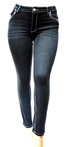 Jack David Women's Plus Size Stretch Black Denim Jeans Pants Skinny Leg N595B Flap Pocket4