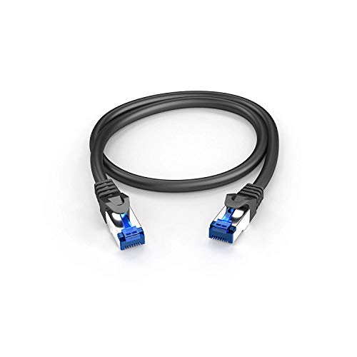 Image of KabelDirekt - Network Cable - 10Gbps, for Maximum Fiber-Optic Internet Speed - 1.5ft, Available in 1-100ft - Ethernet & LAN Cable for Gigabit Networks, Router /Modem, RJ45 (Black /Silver)