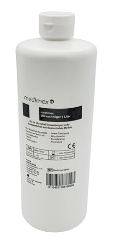 medimex Ultraschallgel 1000 ml – Medizinisches Kontaktgel für Ultraschalluntersuchungen – pH-Neutral, Hautschonend und Auslaufsicher – Höchste Übertragungsqualität – Made in Germany (1000 ml)