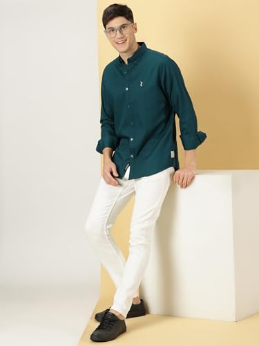 Image of Thomas Scott Men's Cricket Club Collection Classic Regular Fit Twill Shirt | 100% Cotton Long Sleeve Solid Shirt with Button Down Collar (Available in Plus Size)