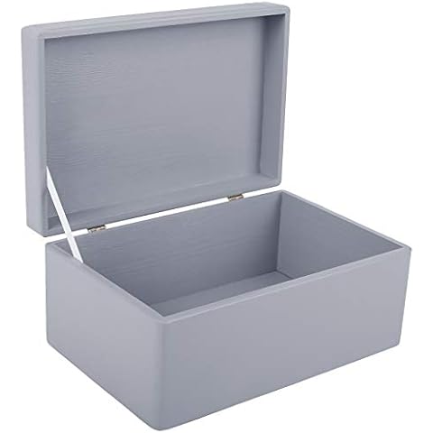 Creative Deco Große Graue Holzkiste mit Deckel | 30 x 20 x 14 cm (+/- 1 cm) | Weihnachten Kiste | Holzbox Erinnerungsbox Baby Aufbewahrungsbox Spielzeugkiste Kasten | Ideal für Hochzeit, Geburtstag Cover