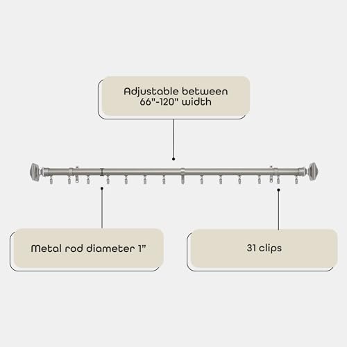 Image of Innovative Oxford Traverse Window Curtain Rod - 1 inch Rod Diameter Fits Windows Size 66 inch - 120 inch - Stainless Steel Heavy Duty Drapery Rods for Bedroom, Living Room, Kitchen & Bathroom