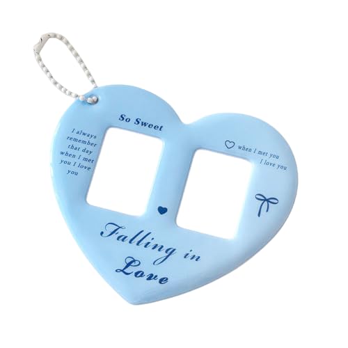 XUZHID Photo Card Holder?Portable Heart Shape Photo Card Holder Keychain for 1 Inch Photos with Double Grids Card Case Photo Sleeve Covers Sleeve
