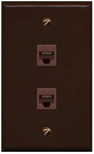 RiteAV 1 Gang 2 Port Cat6 Wall Plate - Brown