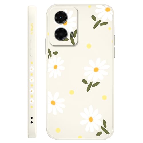 Coque de protection Moto G 5G 2024 souple et ultra-fine avec design floral marguerite riz