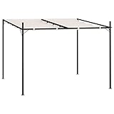 Festnight Pérgola de Jardín 300x300x233 cm, Cenador con Techo Retráctil, Pérgola con Toldo para Patio Terraza, Cenador de Metal y Tela Resistente al Agua y a UV, Color Crema