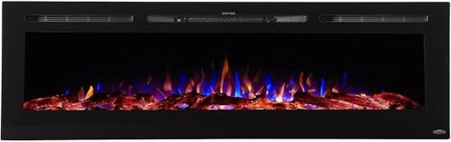 Image of Touchstone Smart Electric Fireplace-The Sideline 72 inch Wide-in Wall Recessed - 30 Realistic Ember Color /Flame Options - 1,500W Heater w /Thermostat - Log & Crystal Hearth Options - Alexa /WiFi Enabled