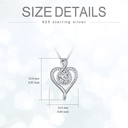 Wtyim Infinity Heart Necklace For Women 18K Gold Plated Sterling Silver Moissanite Heart Pendant Necklace D Color 1Ct Moissanite Diamond Infinite Love Heart Jewelry Christmas Gift For Her Mom Wife #TOP3