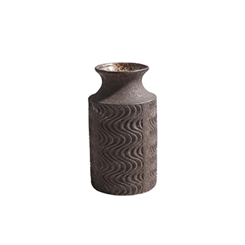 Vase en céramique marron rétro aux motifs géométriques chic pour décoration de table - 2