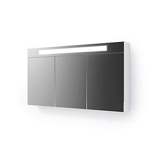 VICCO 3D LED Spiegelschrank Weiß Badschrank Badspiegel Badezimmerspiegel Beleuchtung (120 cm)