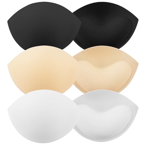 Qulkws 3 Pair Inserts Bra Removable Bra Pads Inserts Push Up Removable Breathable Push Up Breast Chest Enhancer Bras Foam Sponge Pads for Evening Gowns Wedding Dresses Yoga Sport Bras Swimwear Bikini