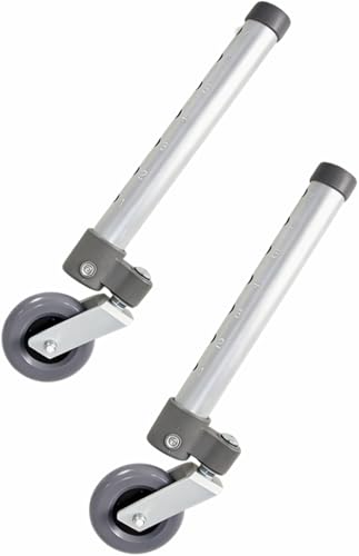 Swivel Walker Wheels, 8-Level Height Adjustable Walker Replacement Wheels, Rollator Accessories for Walkers, Universal Mobility Aid Accessories