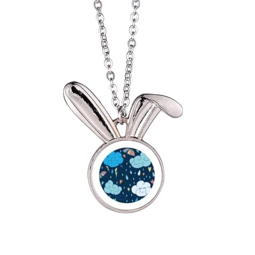 Collier avec pendentif en forme de cœur et parapluie nuage tendance