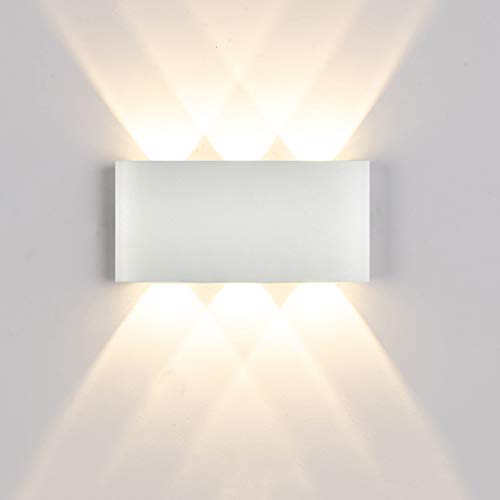 A1A9 LED Wandleuchten, Moderne Up and Down Innenleuchten, IP54 3000K Wandleuchte, Aluminium Wasserdichte Nachtlampe für Wohnzimmer, Schlafzimmer, Flur, Badezimmer, Garten (Sandweiß, 6W) Cover