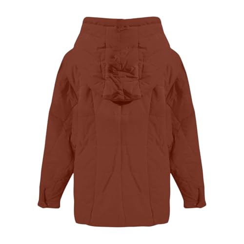 JiXiang Womens Puffer Jacket Oversized Quilted Lightweight Pullover Soft Comfy Winter Warm Coat Button Down Lapel Sweatshirts4