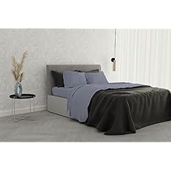 Cubrecamas De Satin Italian Bed Linen Juego de Ropa de Cama en Satin, 100 % Algodón, Violeta, Doble