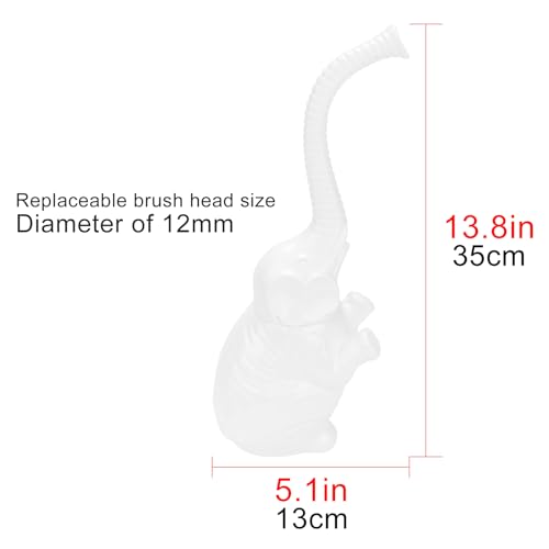 Image of Bathroom Toilet Brush Set Cute Modern White Ceramic Toilet Bowl Cleaning Brushes for Bathroom Decorative Toilet Scrubber Brush and Holder for Home RV Bathroom Cleaning Gift (Elephant)