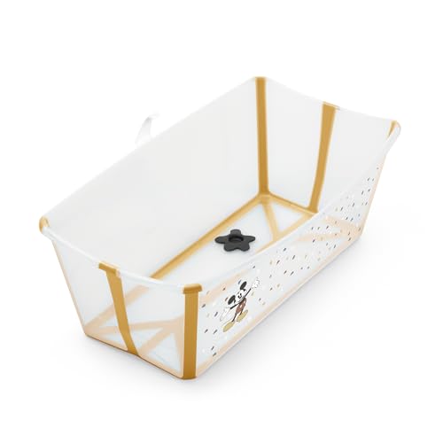 Stokke Flexi Bath, Mickey Celebration - 64 x 24 x 34 cm - Bañera plegable para recién nacidos y bebés, liviana, resistente y fácil de guardar - Ideal para casa o viajes