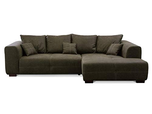 CAVADORE Ecksofa Mavericco inkl. Kissen / XXL-Eckcouch im modernen Design / Longchair rechts / 285 x 69 x 170 / Lederoptik dunkelgrün CAVADORE Ecksofa Mavericco inkl. Kissen / XXL-Eckcouch im modernen Design / Longchair rechts / 285 x 69 x 170 / Lederoptik dunkelgrün